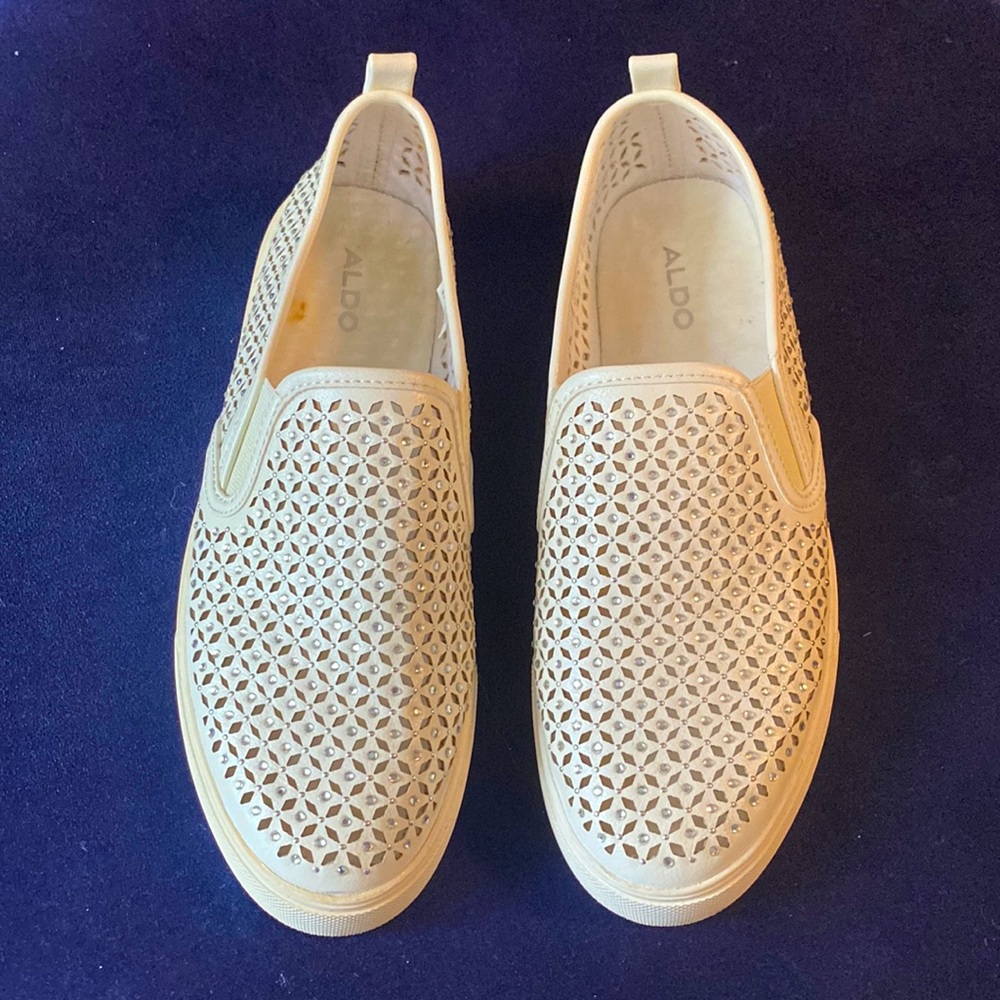Aldo white slip on sneakers